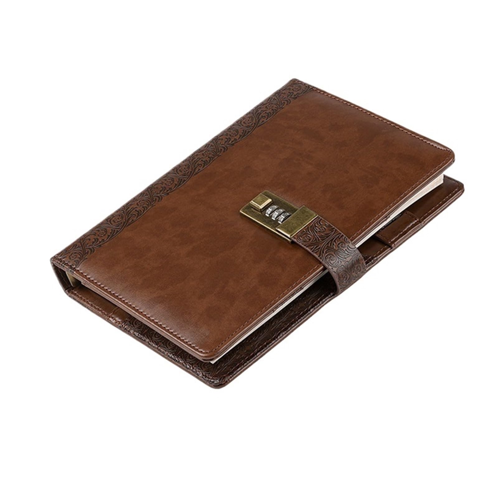 Diario Con Candado Diario A5 cuaderno aglutinante con cerradura anillos en espiral Bloc de notas cuaderno de bocetos candado Agenda planificador organizador de papelería cuaderno de notas(Chocolate)