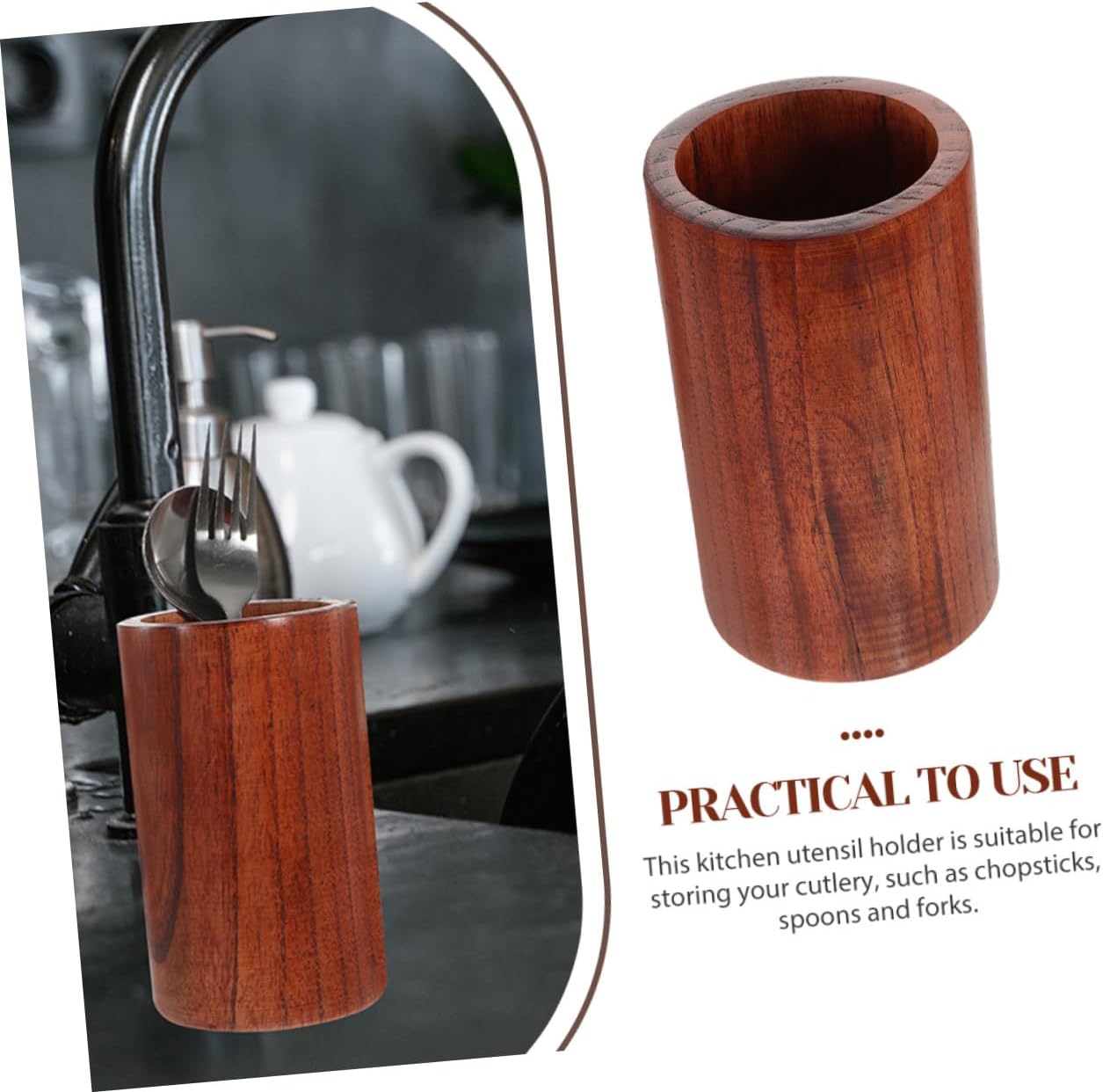 Elegant Jujube Wood Chopstick Holder 2pcs Kitchen Utensil Organizer Cutlery Container Pen Holder Home Present