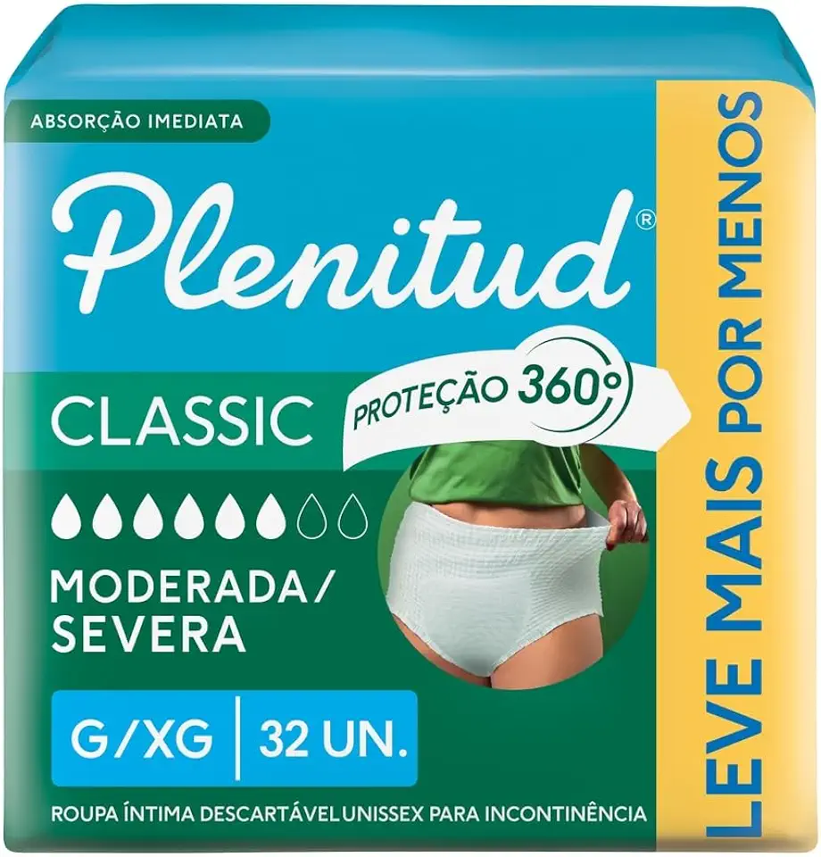Plenitud Roupa Íntima Classic para Incontinência G/XG-32 un