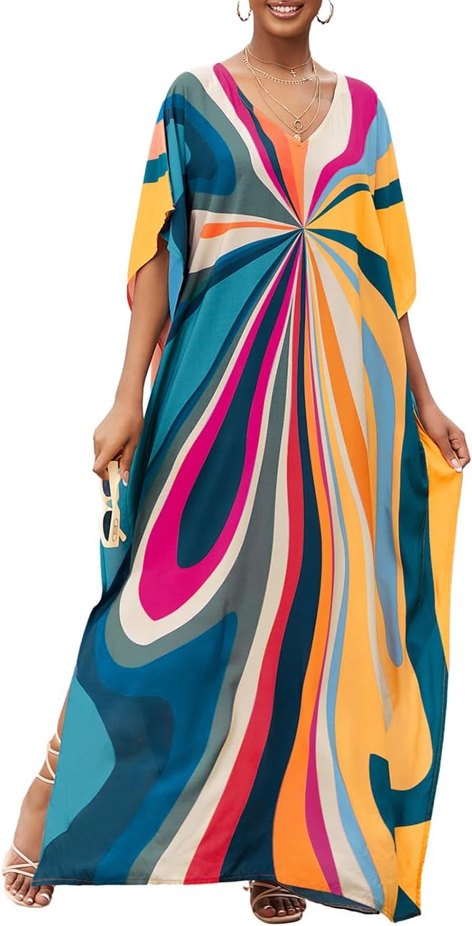 Women’s V Neck Batwing Sleeve Plus Size Caftan dresses.