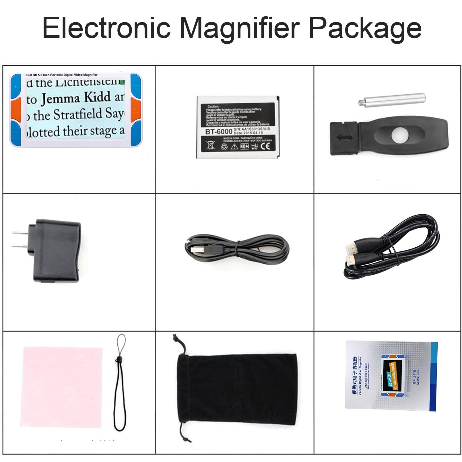 Koolertron Lupa digital portátil de 3,5 pulgadas/5,0 pulgadas para ayuda de lectura electrónica, múltiples modos de color para baja visión VD500 , 13 cm 01, 1