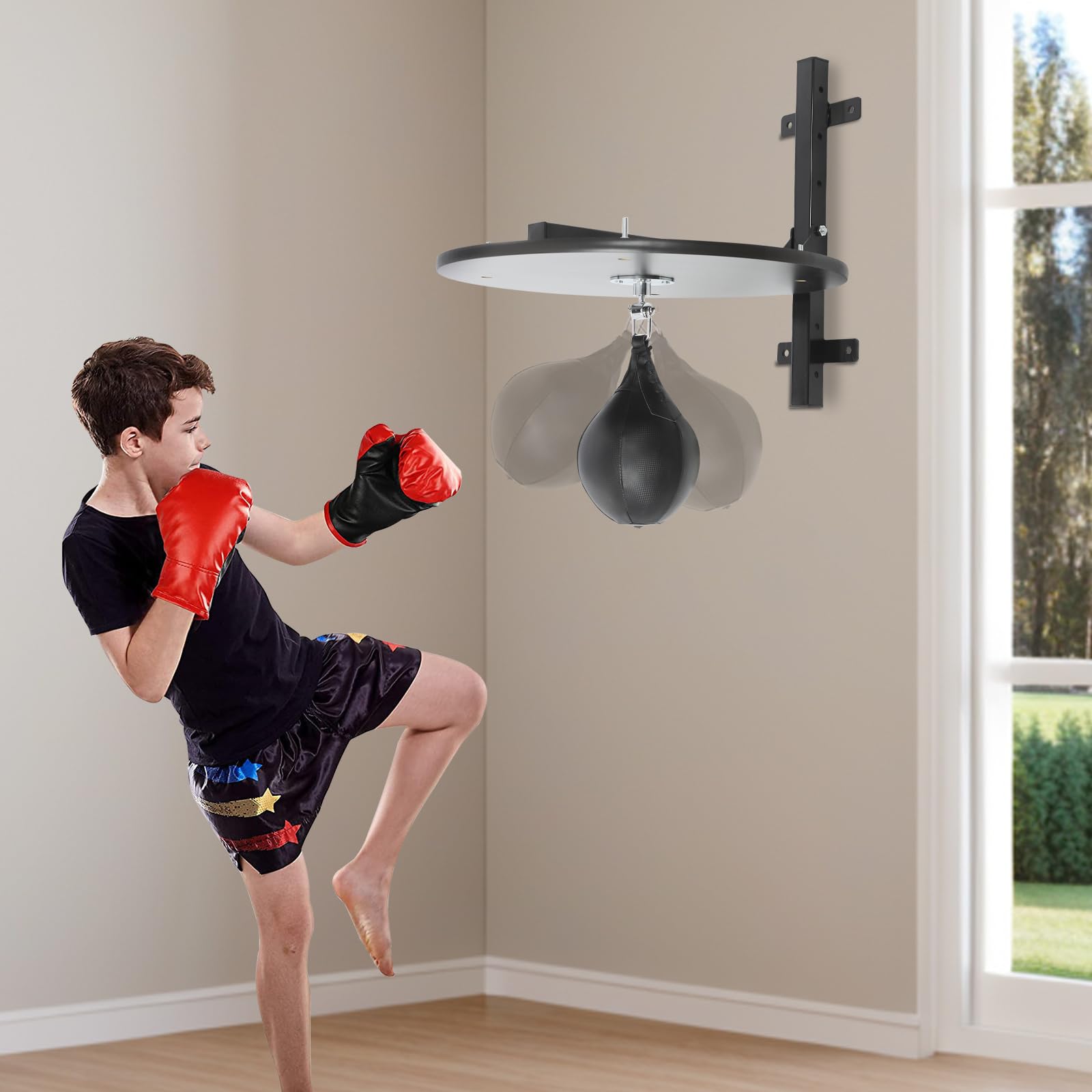 Schwarz Speed Bag Plattform, Speed Bag Plattform Kit, Heavy Duty Boxing Training Ausrüstung mit Punching Ball, für Hause Fitnessstudios Unternehmen Schulen 60 * 60cm