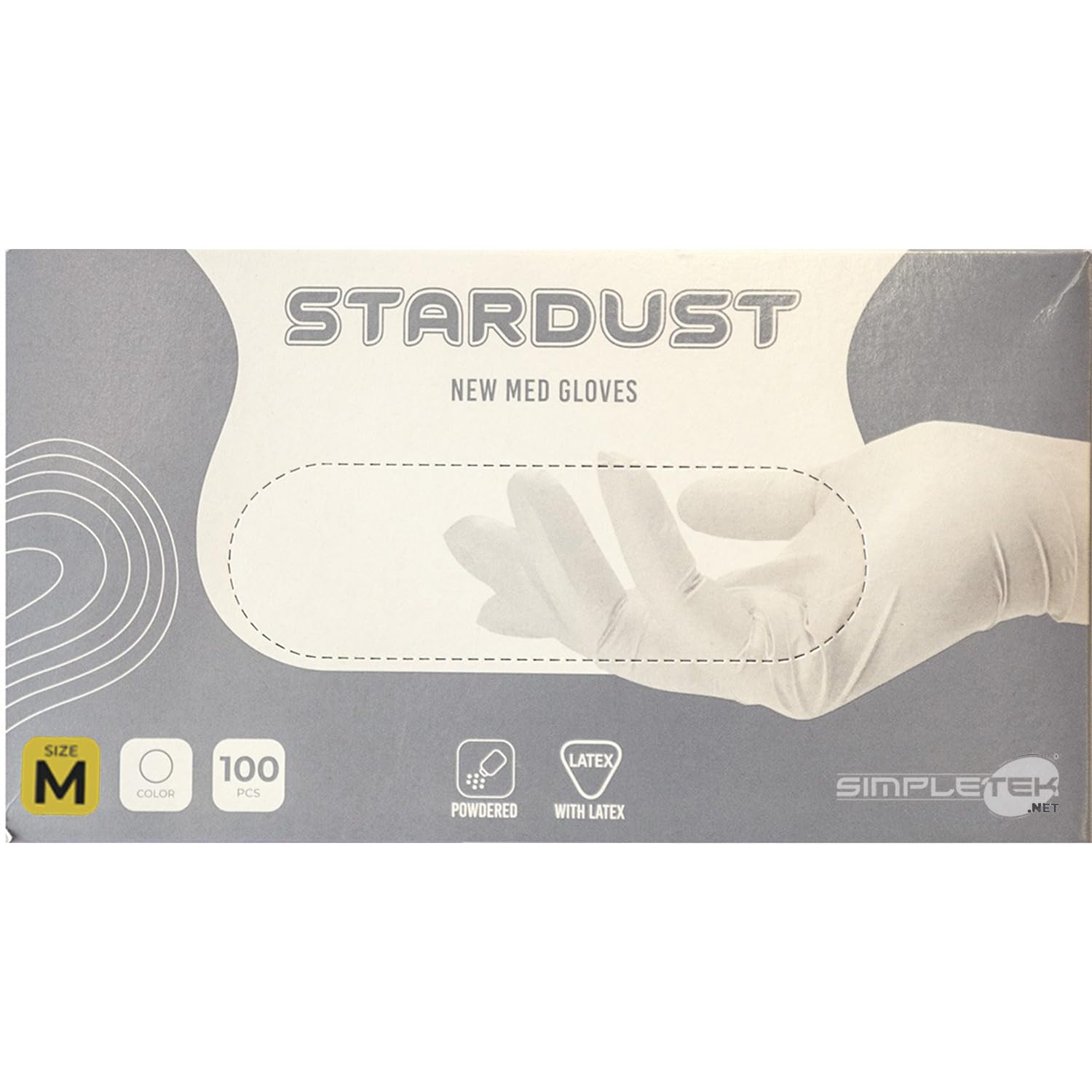 SIMPLETEK - 1000 x guantes desechables de látex natural blancos talla M Medium látex blanco no estéril DPI laboratorios médicos con talco (10 paquetes)