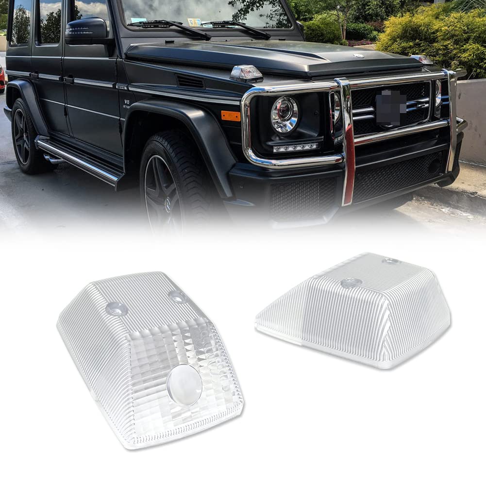 KENRTIR Silver Clear Lens Front Turn Signal Lamp Lenses For 1986-2018 Mercedes W463 G-Class G500 G550 G55 G63 G65