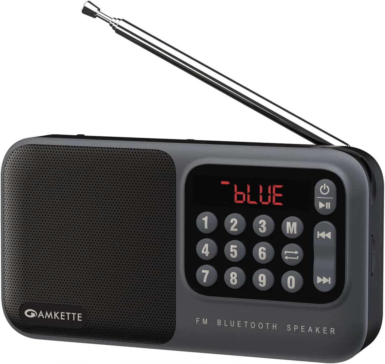 Pocket Mate Digital FM Radio with Bluetooth Speaker - Type C Charging, Antenna, Multiple Playback 8 Hours Playtime, and Number Pad (Headphone Jack, SD Card, USB Input) (Grey)
