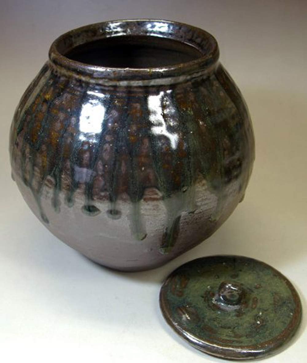 兵庫県無形文化財 森本陶谷作丹波立杭焼 灰釉水指