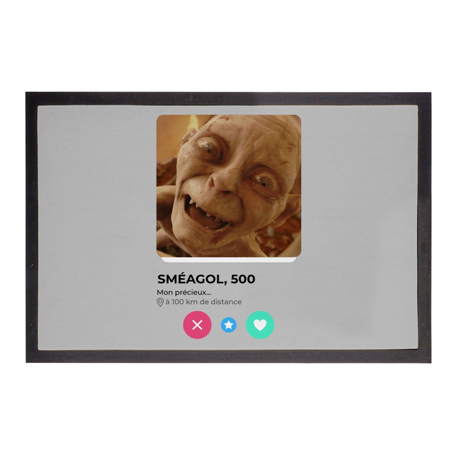 Paillasson Gris Sméagol Réseau Social pour entrée - 60x40cm