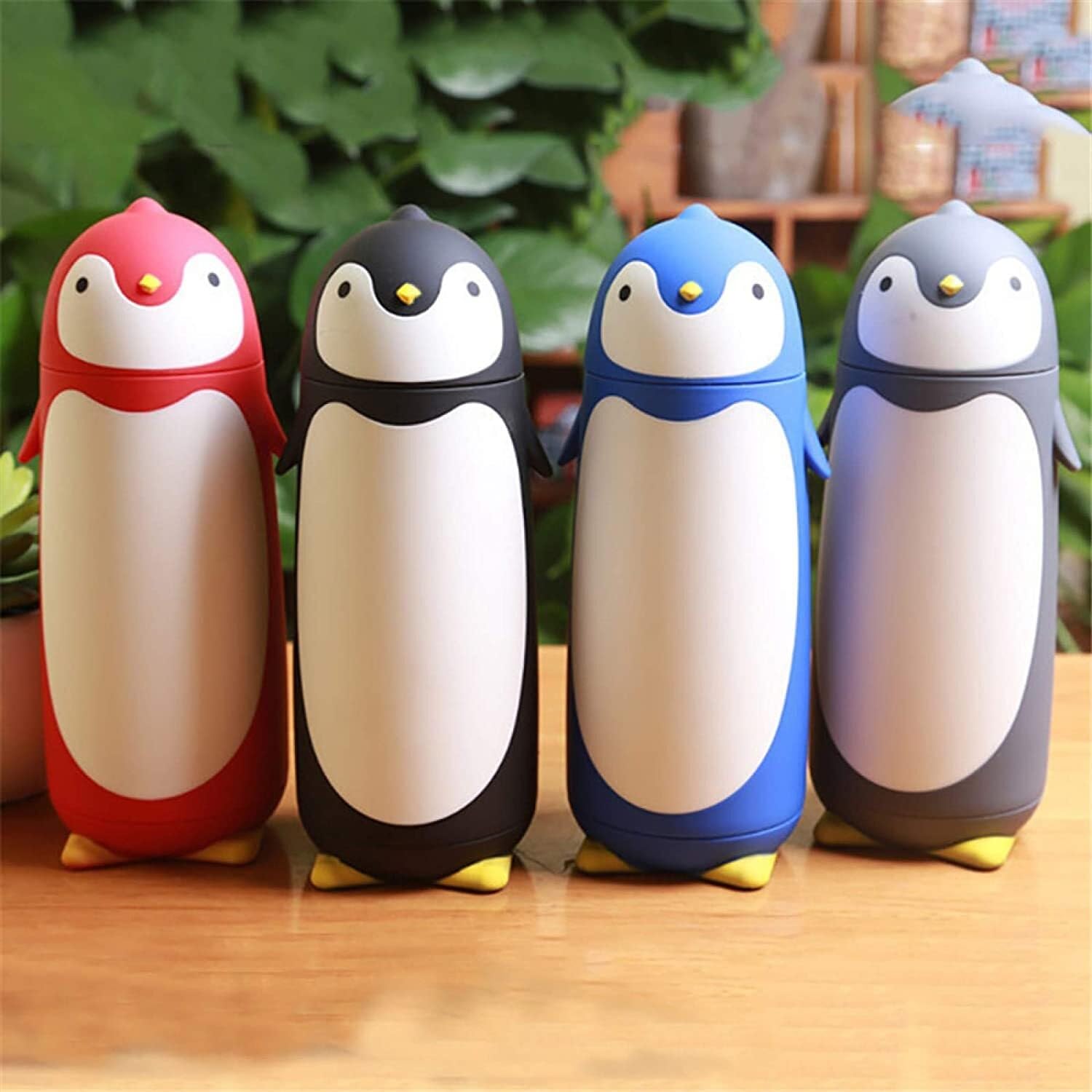 Butelka,Szczelna Cute Penguin Kubek Termiczny Ze Stali Nierdzewnej Termosy Cartoon Portable Thermal Napoje(Rot)