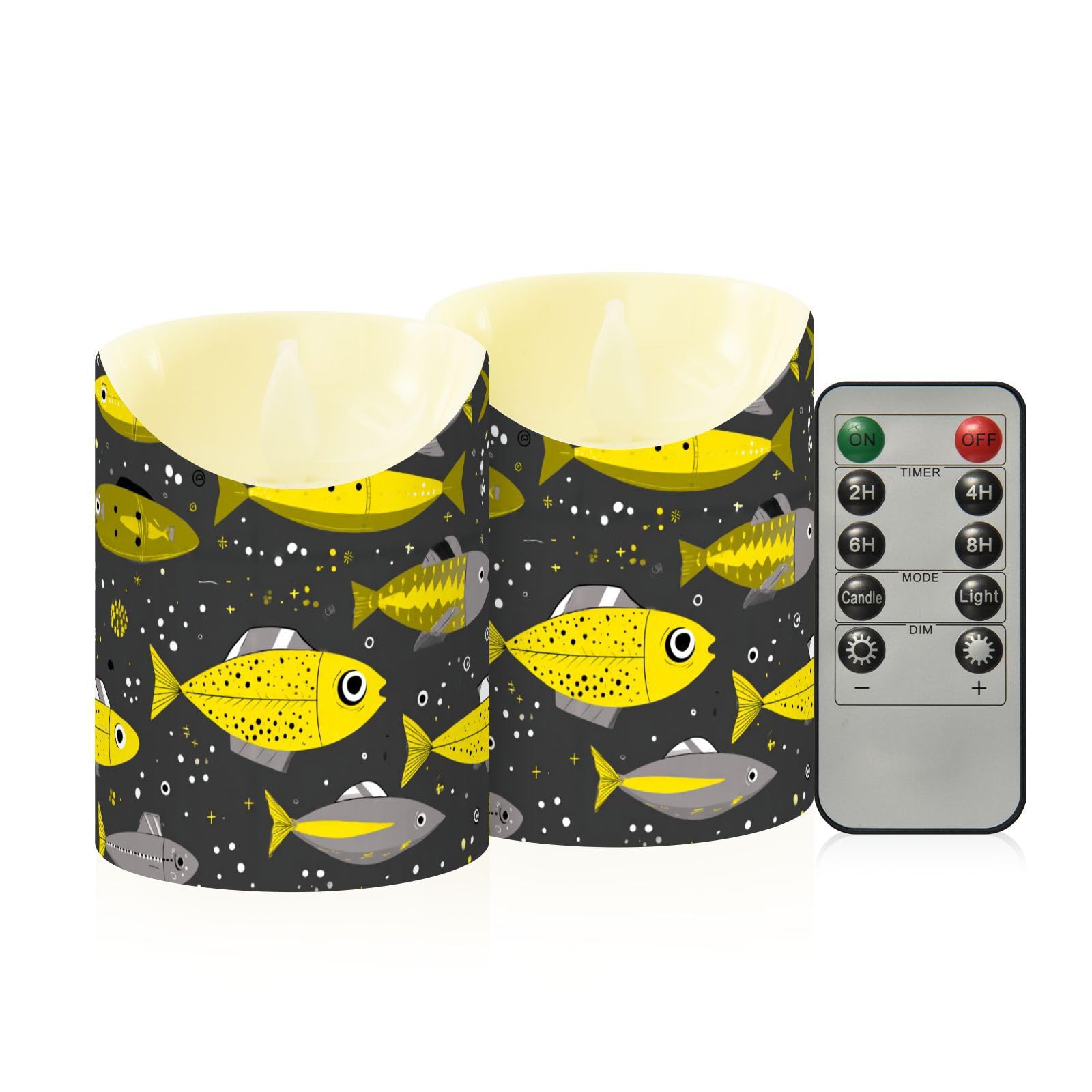 Velas de control remoto para regalo de otoño | Set de 2 velas sin llama decorativas amarillas 8