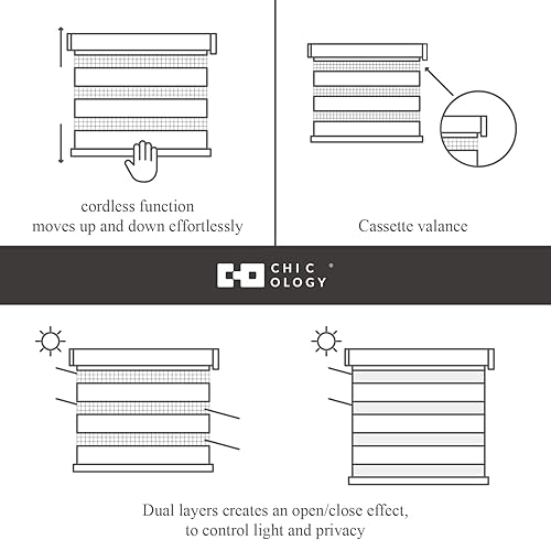 Miniatura 6 de CHICOLOGY Persianas de cebra personalizadas, persianas de cebra para ventanas, persianas de cebra para ventanas, persianas de cebra sin cables,