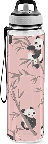 Miniatura 2 de Cute Animal Panda Peach Leakproof and BPA Free Sports Insulated Water Bottle with Straw Lid Vacuum Insulated for Travel, Camping, Sports 20 oz termo