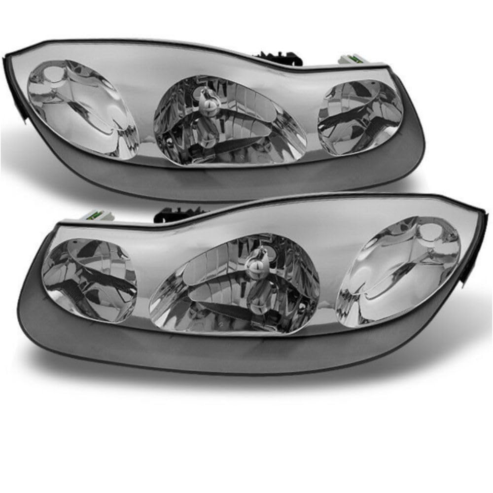 ZPLKKYGR 2pcs Front Left Driver and Right Passenger Side Chrome Housing Clear Lens Headlight Headlights Pair Replacement for Saturn for SC1 2001-2002 for SC2 2001-2002 for SW2 2001
