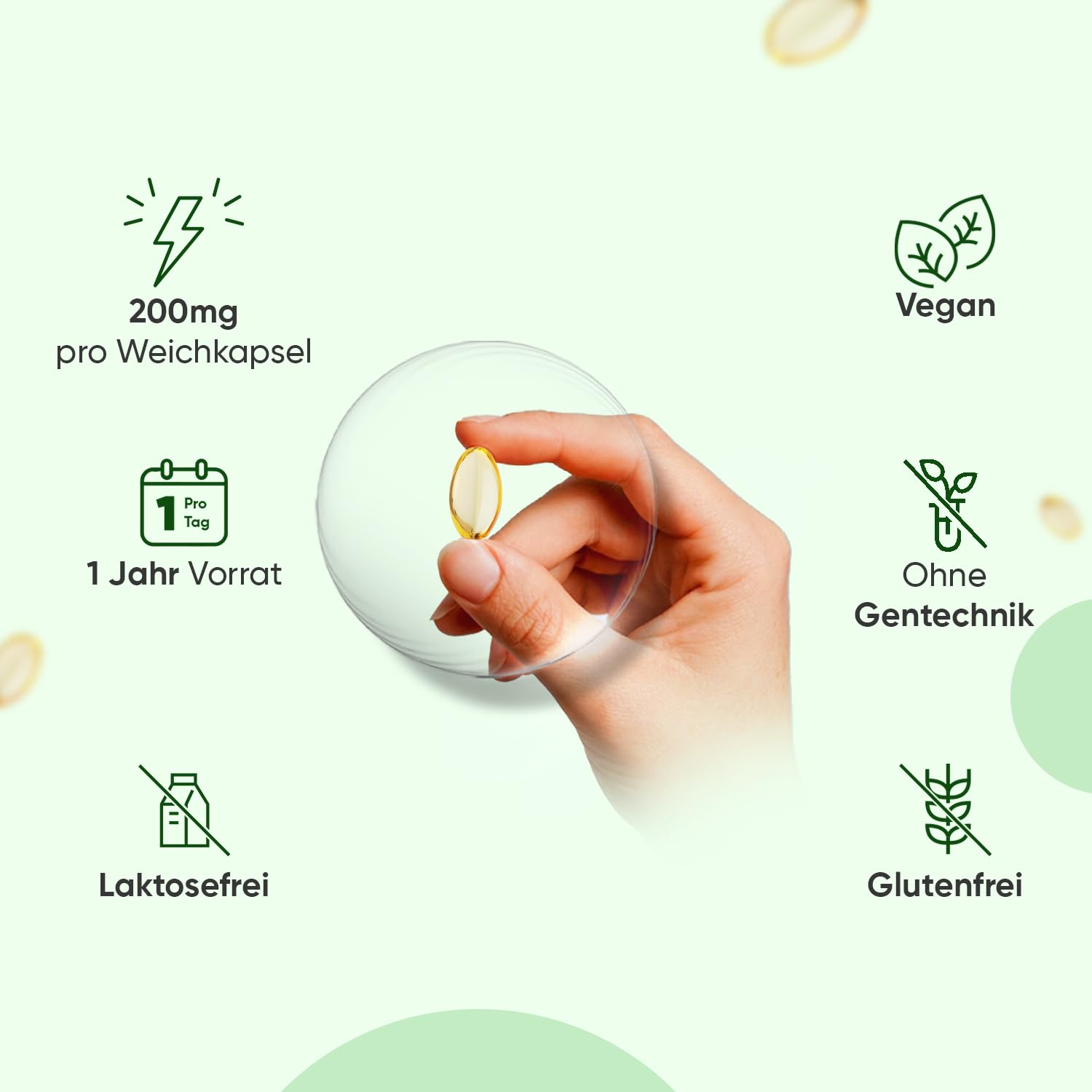 Pfefferminzöl Weichkapseln - 200mg Pfefferminz Öl pro Softgel - 365 Pure Peppermint Oil Weichkapseln - 1 Jahr Vorrat - Glutenfrei, Laktosefrei & Ohne Gentechink - Pfefferminze - WeightWorld