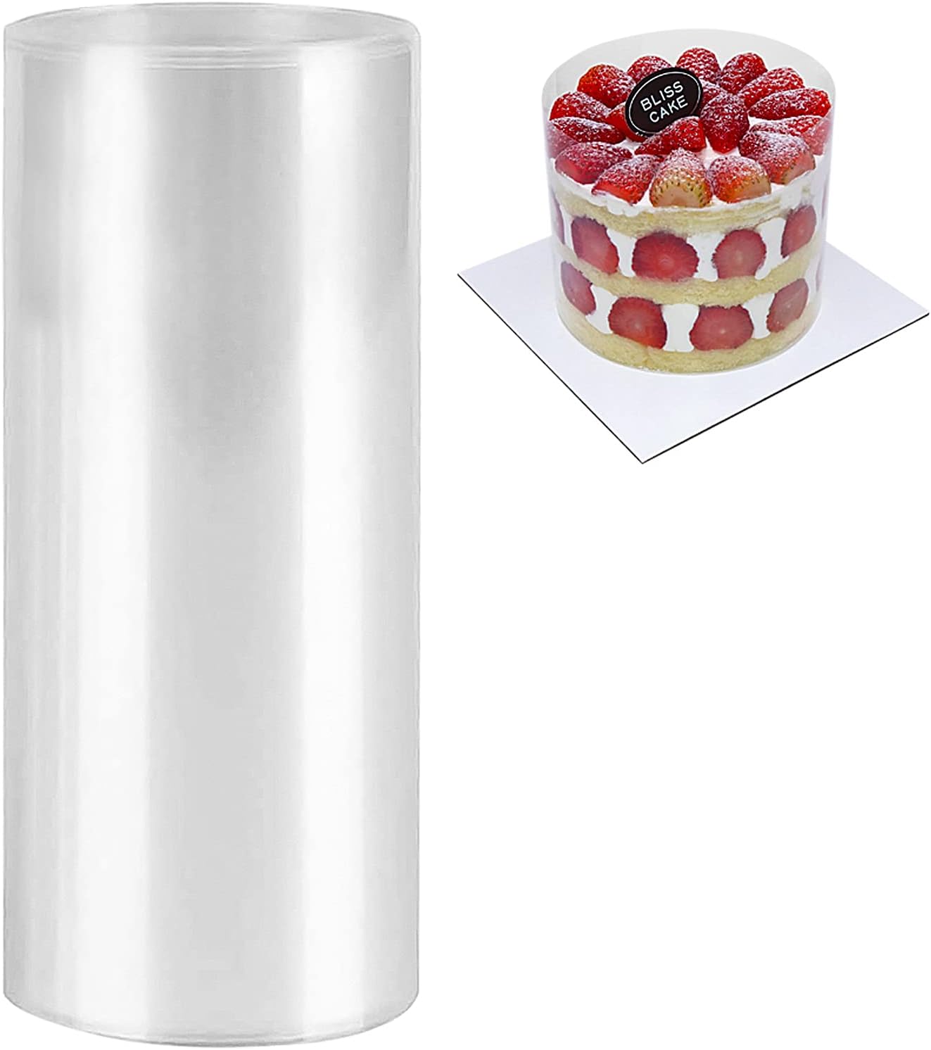 6 Inch Cake Collars, BYKITCHEN Acetate Sheets for Cake, Transparent Collar Acetate Roll, Cake Clear Strips for Chocolate Mousse DIY Cake Wraping Decorating (Length 394inch)