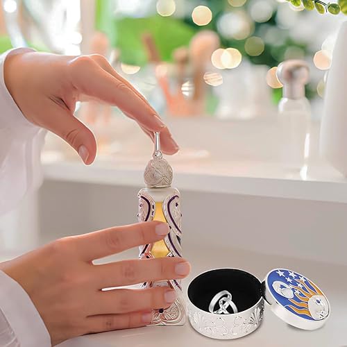 Miniatura 2 de Bonito joyero, organizador de joyas compacto, organizador de joyas creativo, caja de abalorios de estrella redonda y media luna con tapas, forro de