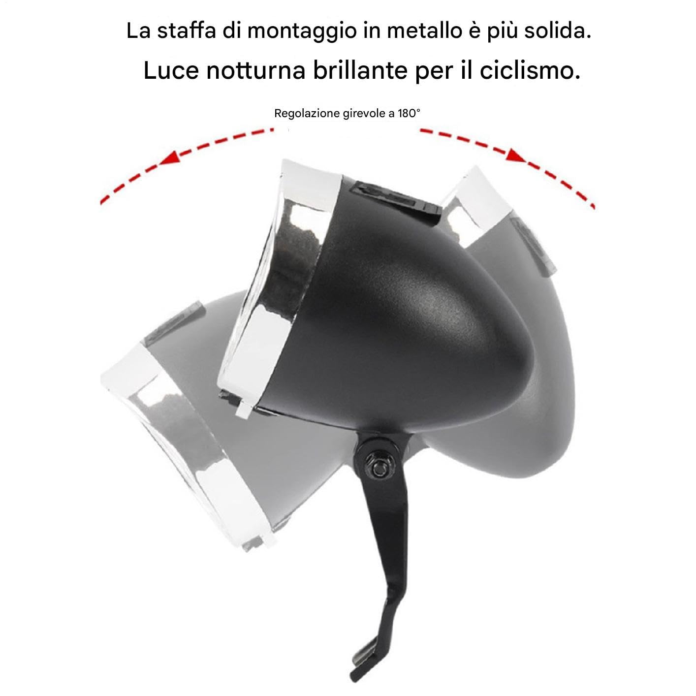Luce Per Bicicletta, Ricaricabile Tramite USB, Luci Bici Kit, Luci Bicicletta LED LED Bici Super Luminoso Faro Ricaricabile USB Con 3 Lampadine A Per Guida Notturna