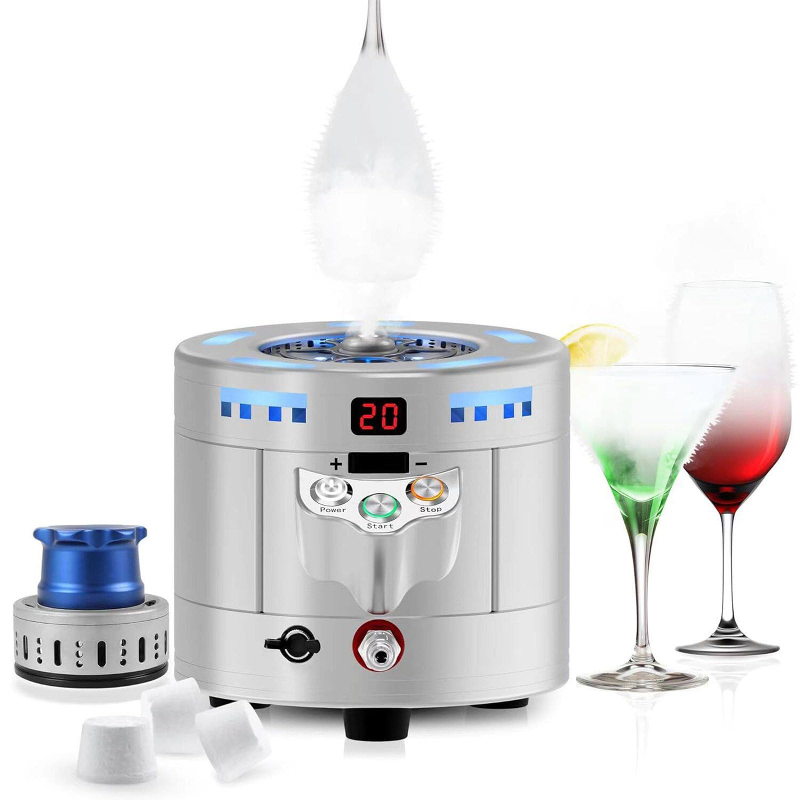 SICWEDIM 2-In-1 Dry Ice Maker & Glass Chiller Machine For Bars, Professional Cocktail Dry Ice Maker With Rapid Glass Chiller, Stainless Steel Beverage Equipment For Bars,Restaurants,Clubs,Hotels