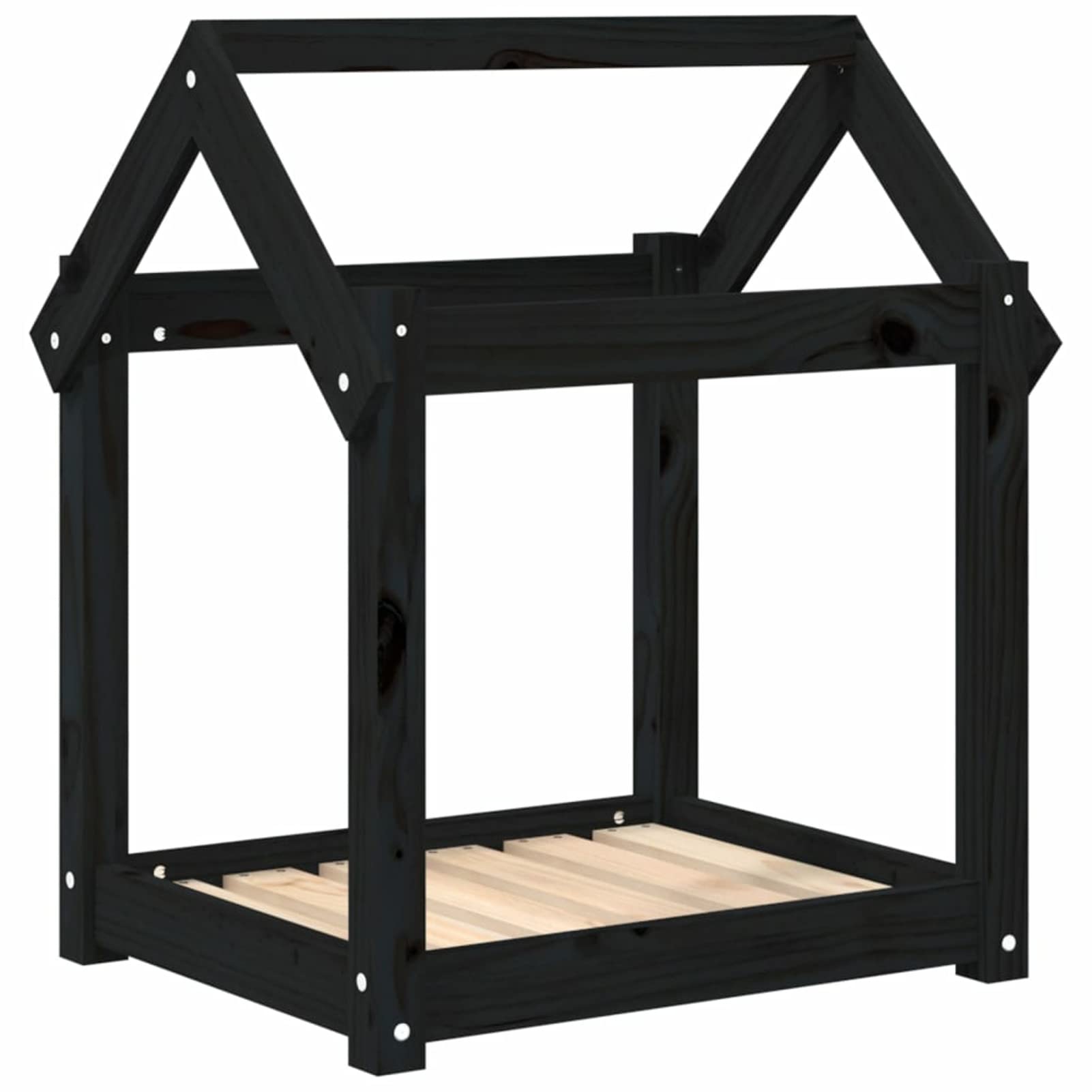 ShGaxin Cama para Perros Madera Maciza de Pino Negro 61x50x70 cm, Colchon Perro, Cuna Perro, Cama Mascota, Dog Bed, Cama para Perros Y Gatos