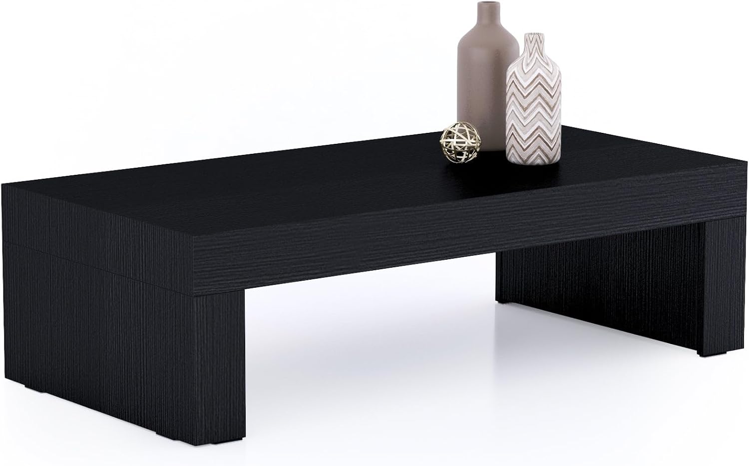 Mobili Fiver, Evolution Low Coffee Table 47.2 x 23.6 in, Ashwood Black, Melamine-Finished, Modern Coffee Table, Italian Furniture