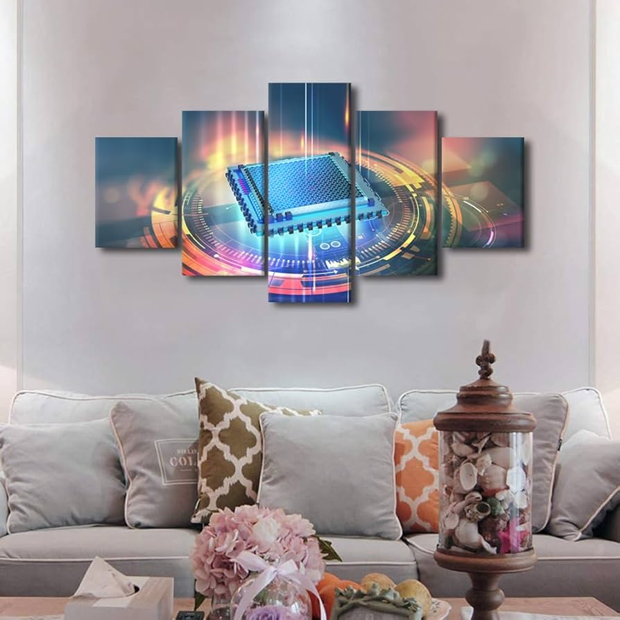 Amazon.co.jp: コンピューターチップ壁画 リビングルーム用 CPU