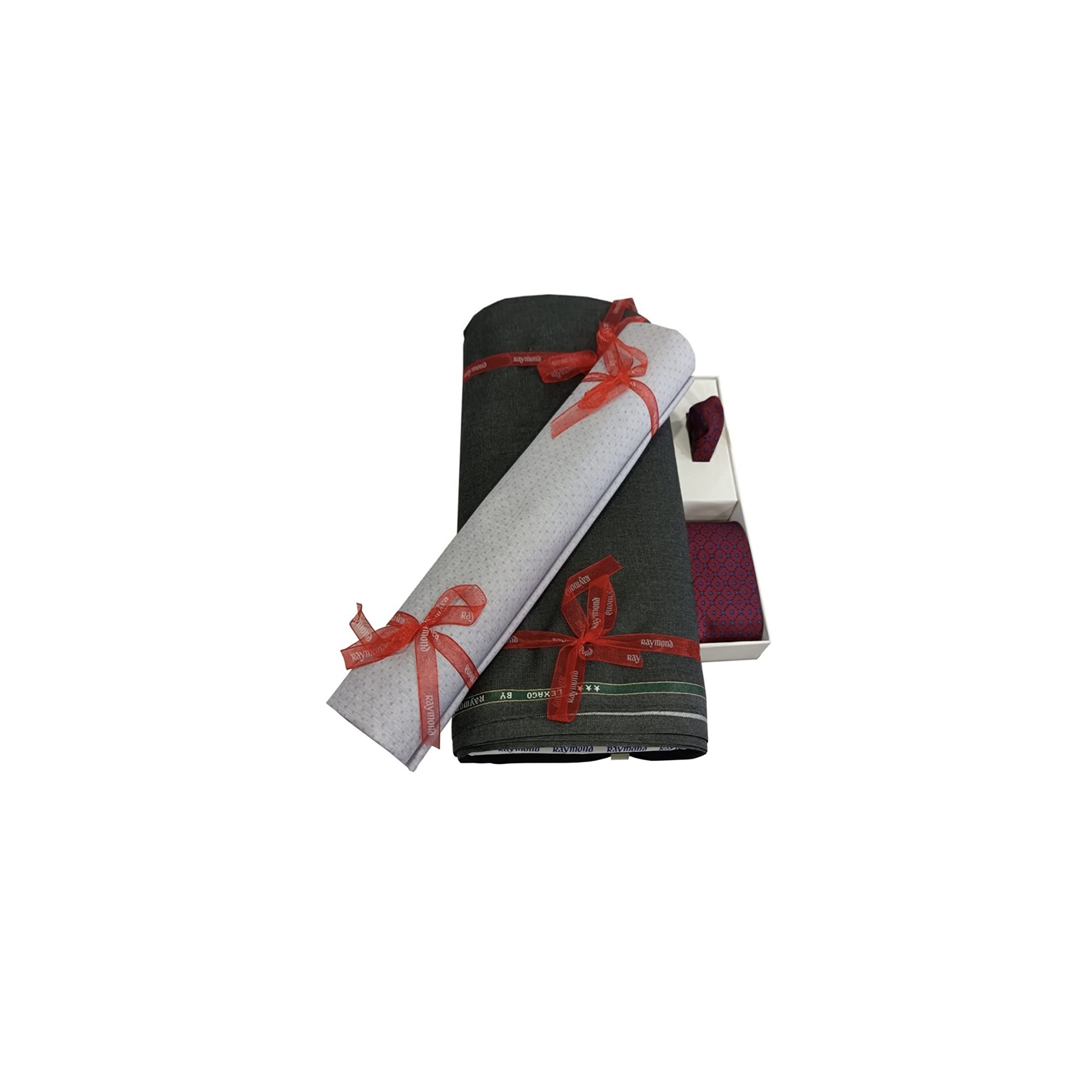 RaymondMen's Unstitched 3.25 Meters Suiting Length Set with Tie, Pocket Square and Shirt Piece (All Weather Fabric,Attractive Box, M3)