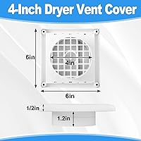 Vista 2 de Swess Cubierta de ventilación exterior de 4 pulgadas con solapa con listones y protector de pájaros integrado, tapa de escape exterior resistente a