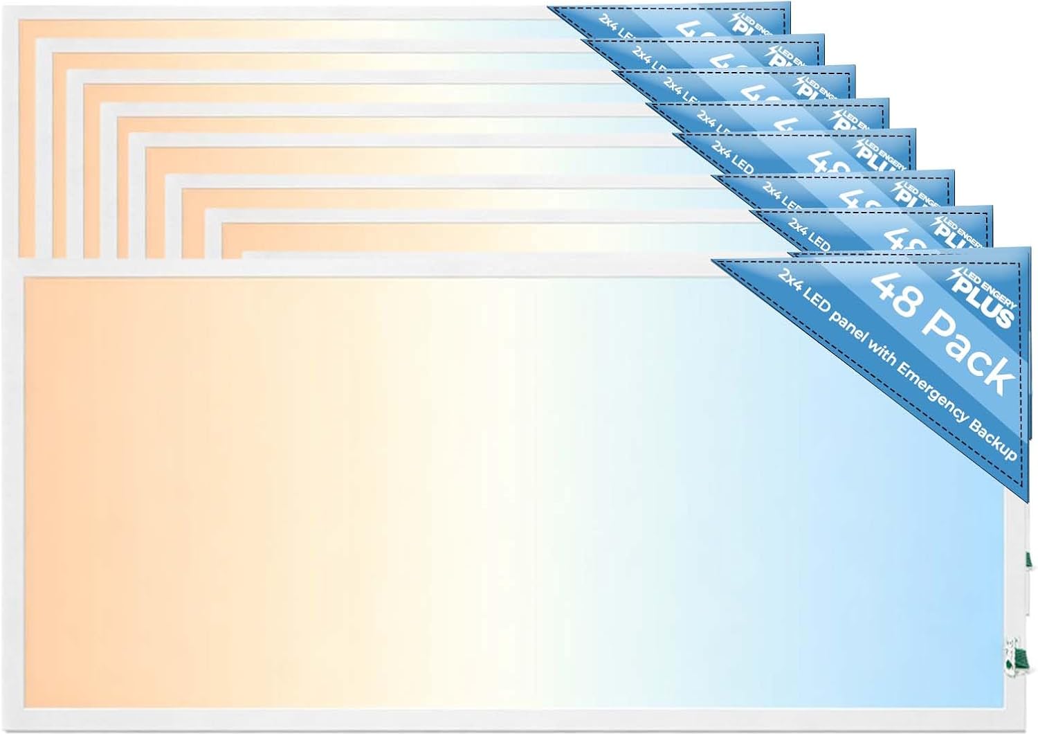 2X4 LED Flat Panel Light with Emergency Battery Backup, 50W 3000K/4000K/5000K, 0-10V Dimmable, 6500 Lumens, LED Drop Ceiling Lights, 100-277V, DLC UL Listed, Ultra Thin Back-Lit (12 Pack)