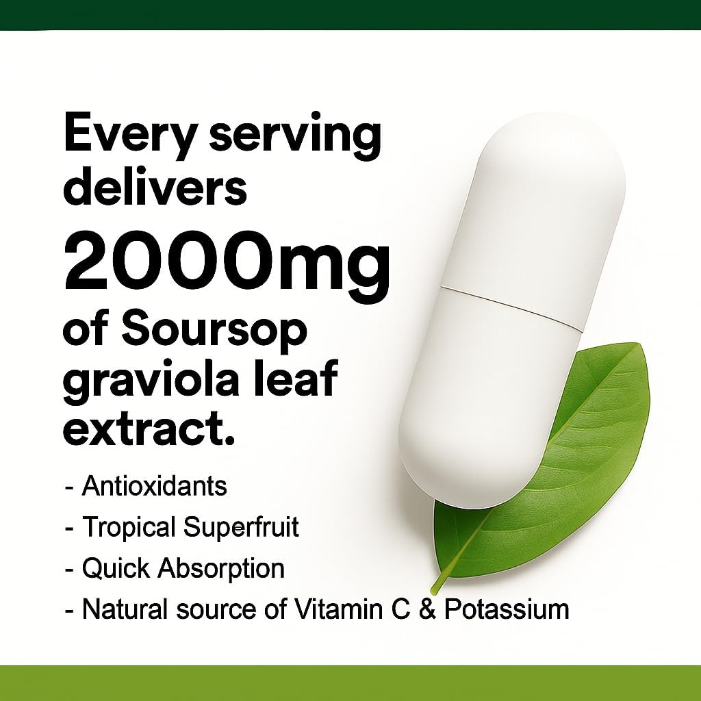 Biolore Pure Soursop Graviola Capsules - 120 Count Vegan Soursop Capsules - Gluten Free Leaf Extract for Overall Wellness and Body Support with Antioxidants - Image 4