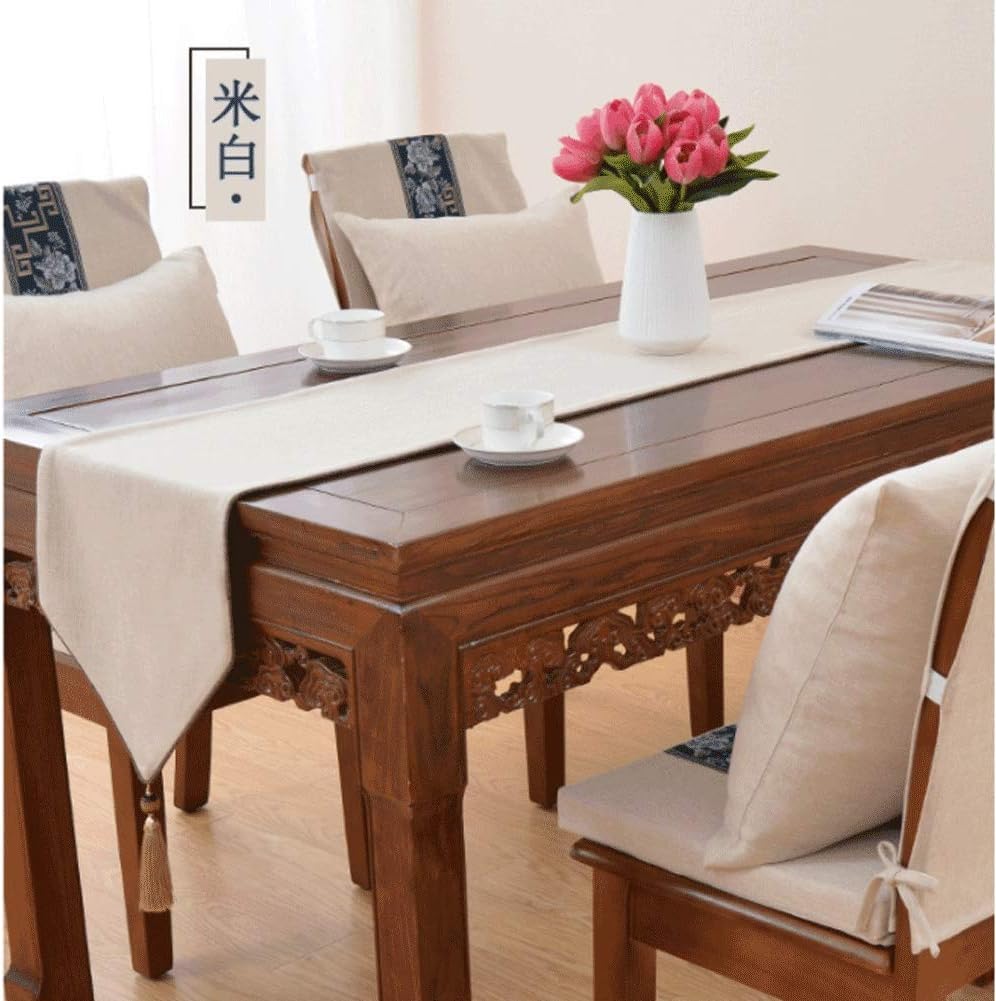 AGYH Table Flag Tablecloth Fabric Cotton and Linen Solid Color Small Fresh Modern Minimalist European Luxury Tea Flag Table 33 * 180cm (Color : Milky, Size : 33 * 260cm)