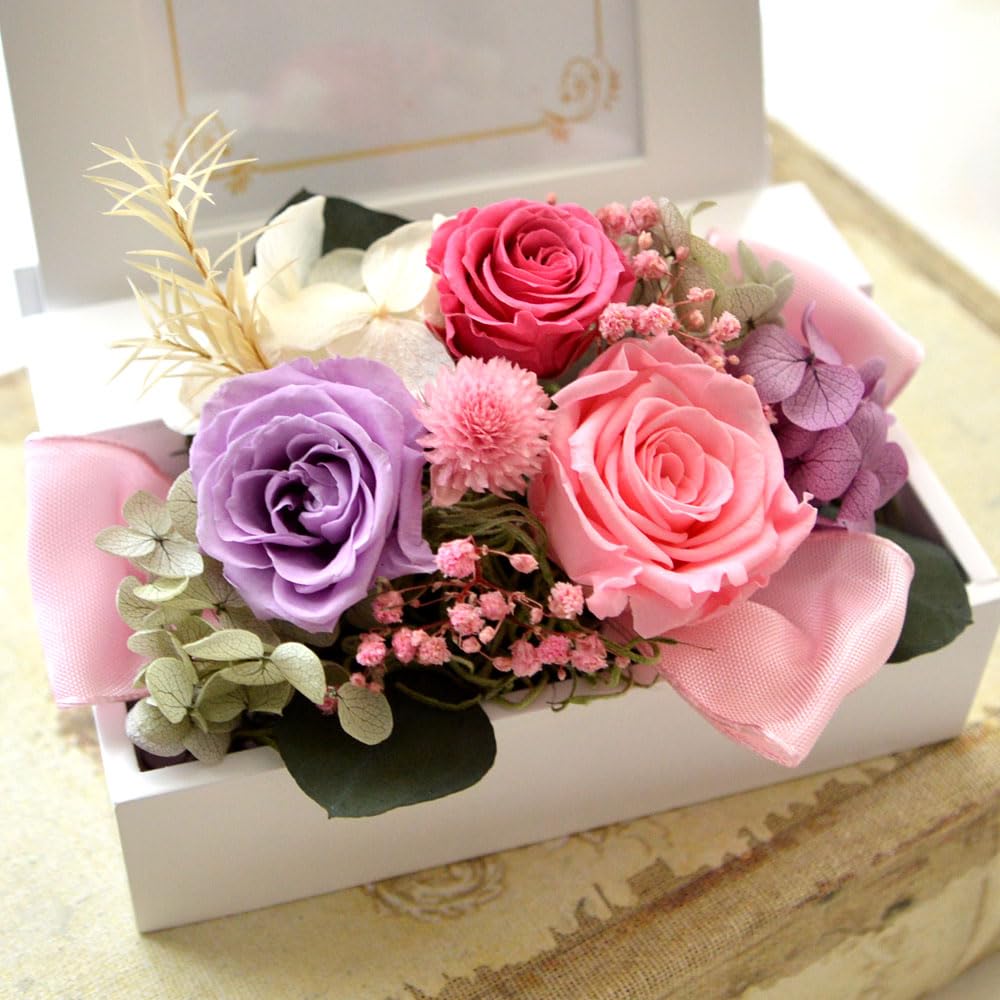 プリザーブドフラワー写真立てフォトフレームピンクバラローズ定価14700円 プリザーブドフラワー フォトフレーム 写真立て ピンクベージュ