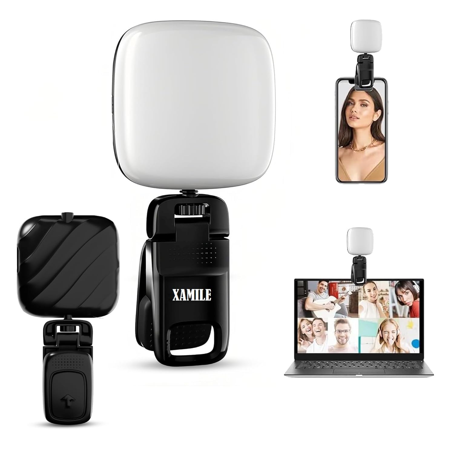 XAMILE Soft Selfie Light for iiPhone & Laptop – Rechargeable LED Clip Light with 3 Lighting Modes, Portable Pocket Ring Light for Makeup, TiikTok, Zoom, Video Calls & Photography (Black)-picture-34