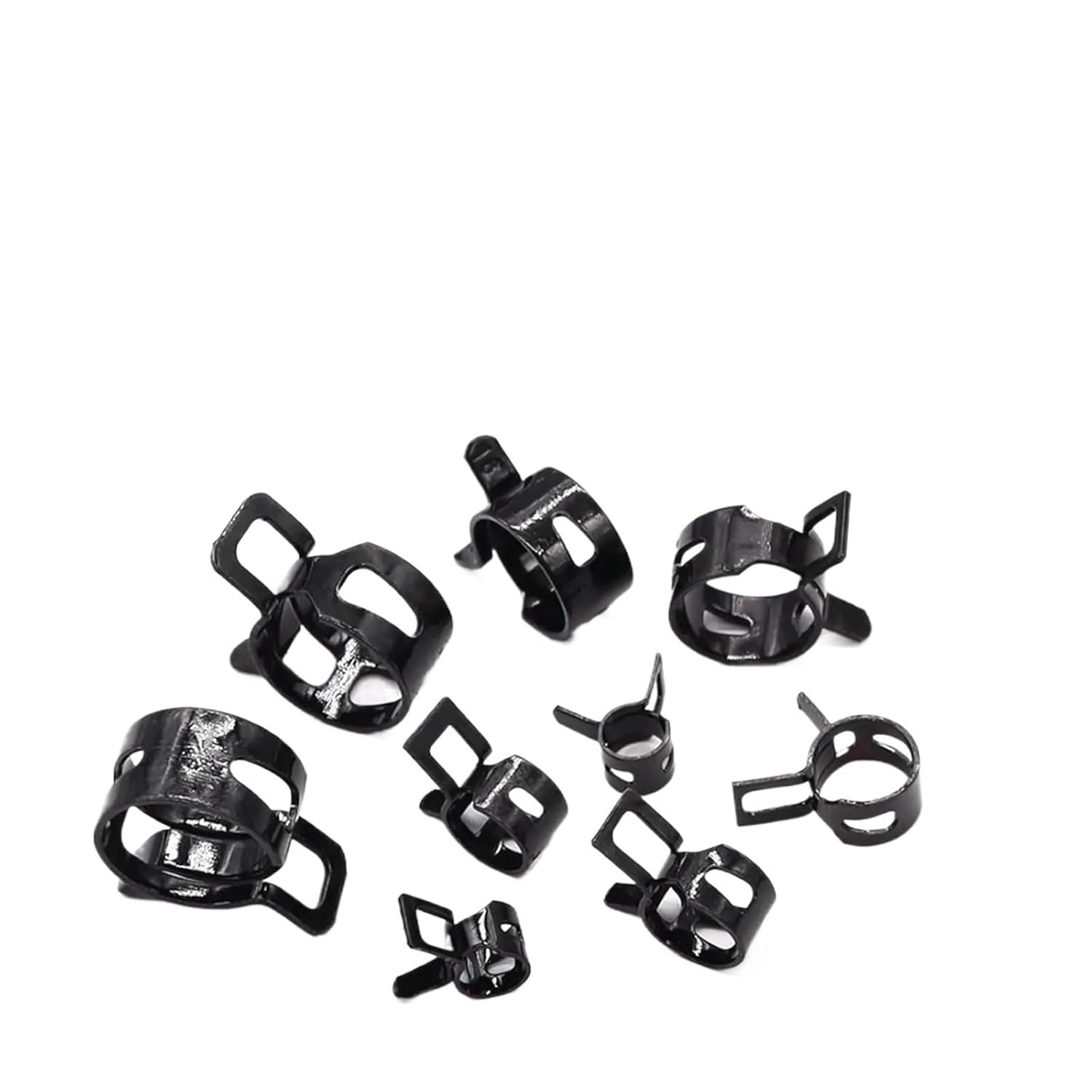 80Pcs Spring Band Hose Clamps Assortment Kits Silicone Vacuum Hose Pipe Clamp 7-18mm Low Pressure Air Clip Clamp(Black)