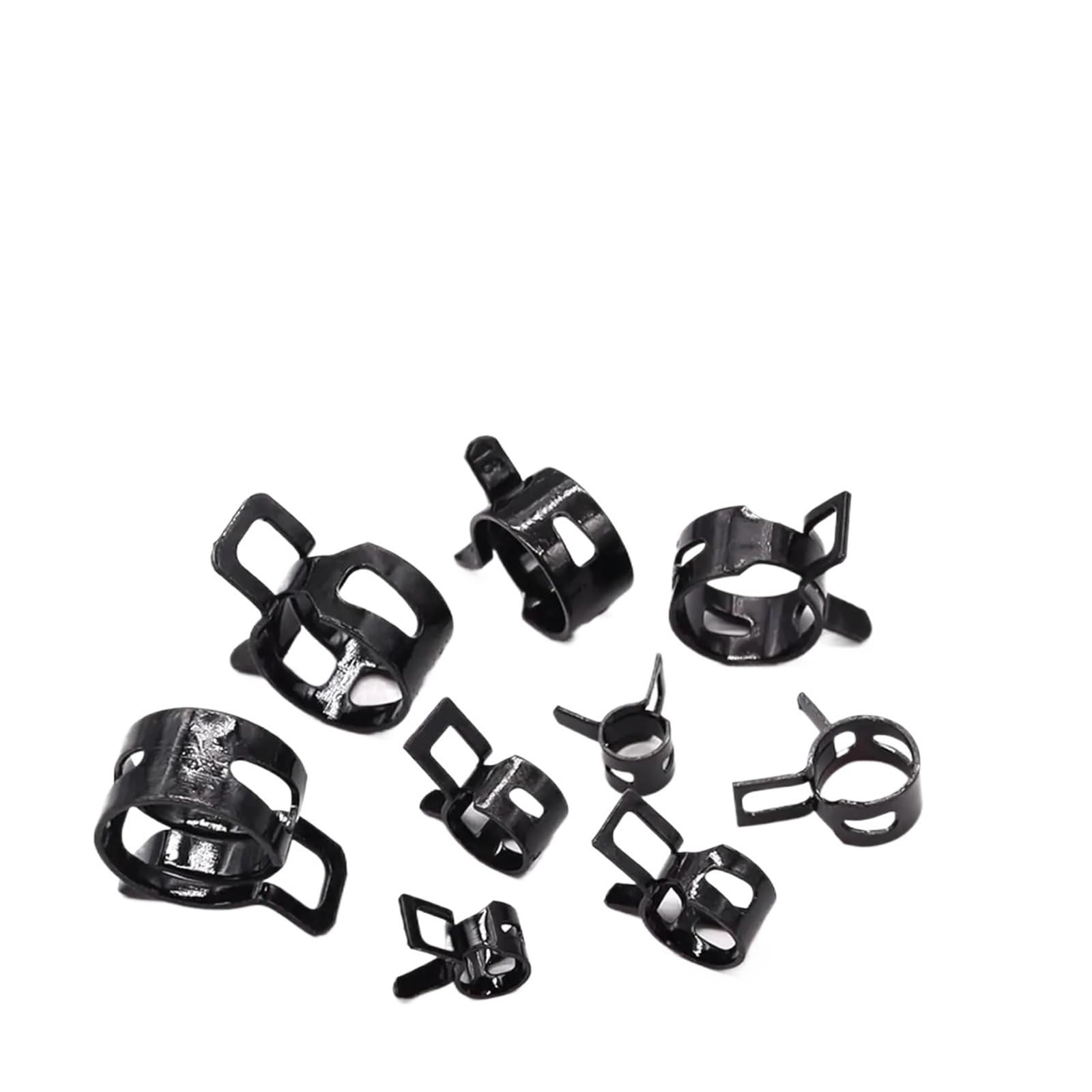 Surtido de 80 abrazaderas de manguera con resorte, de silicona, de 7 a 18 mm, for baja presión (negro)
