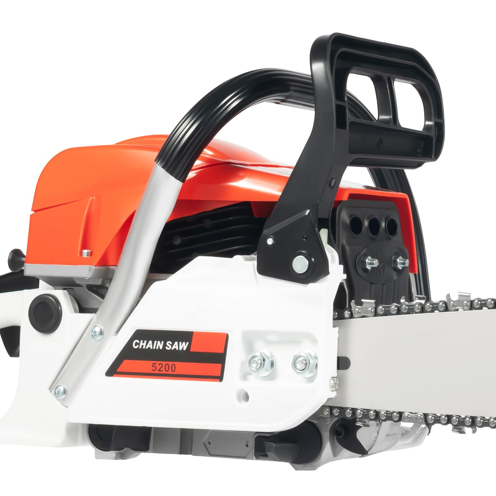 Motosierra de gasolina de 52 cc, 2 tiempos con espada de 51 cm, potencia de 2,0 kW, 7500 rpm, motosierra de gas manual para cortar madera, cuidado de árboles, jardinería, uso forestal