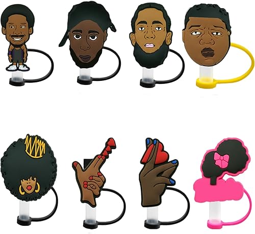 Juego de 8 tapas de pajilla, para hombre y niña, reutilizable, de silicona, compatible con vaso Stanley Cup de 30 onzas y 40 onzas, fundas de punta