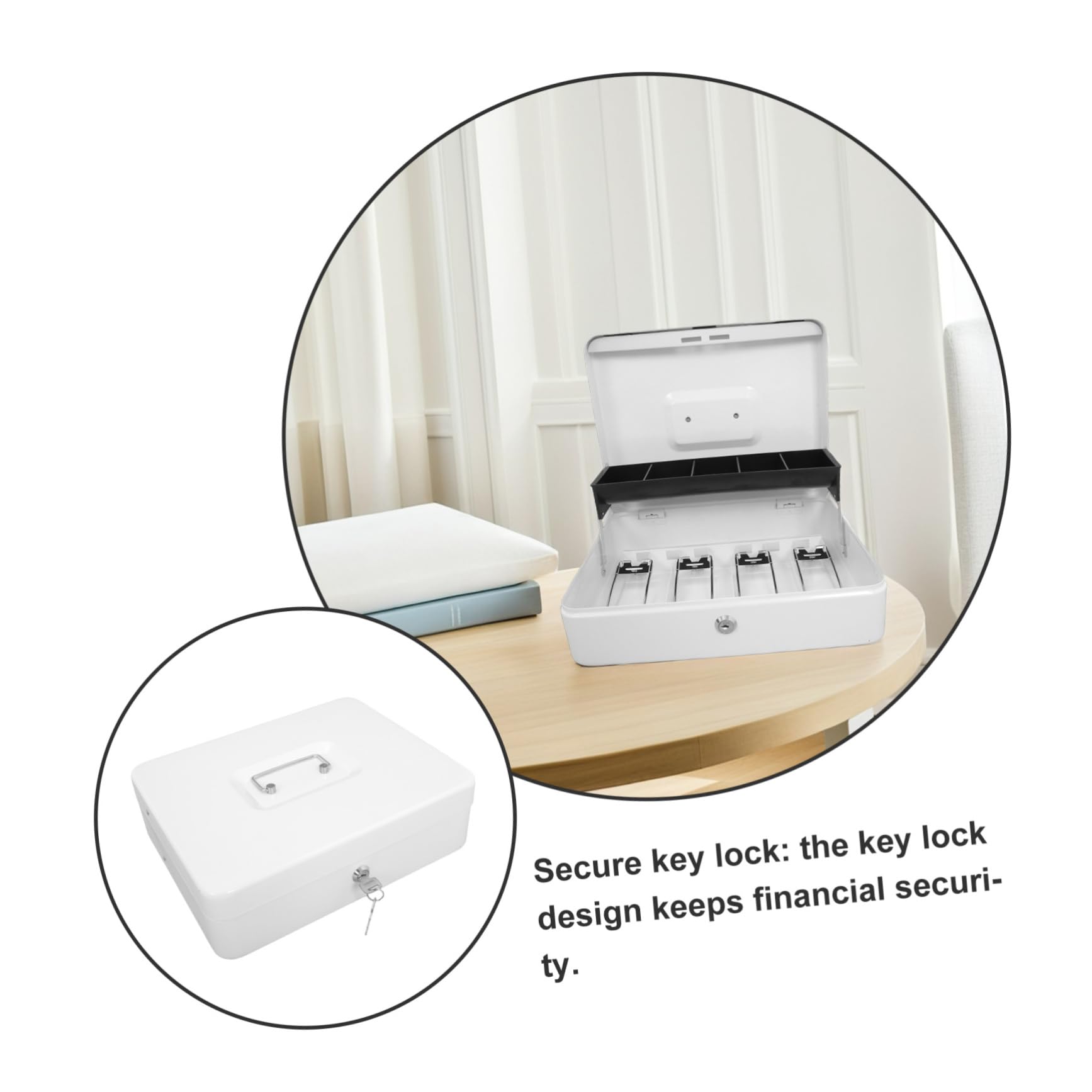 Caja De Caudales Con Llave De Metal Caja De Seguridad Para Dinero Organizador De Almacenamiento Seguro Con Cerradura Para Comercios Hostelería y Oficinas