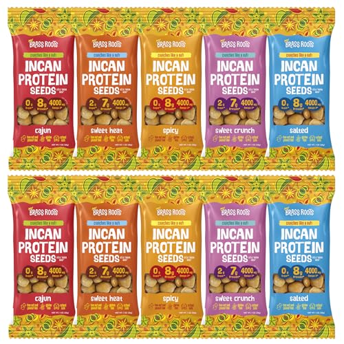 Brass Roots Organic Incan Protein Seeds - 1 oz Variety Pack (Two of Each) High Protein, School Safe, Nut Free, High Omega 3, Supports Gut Health, Good Source of Fiber, Shark Tank (10 Total)