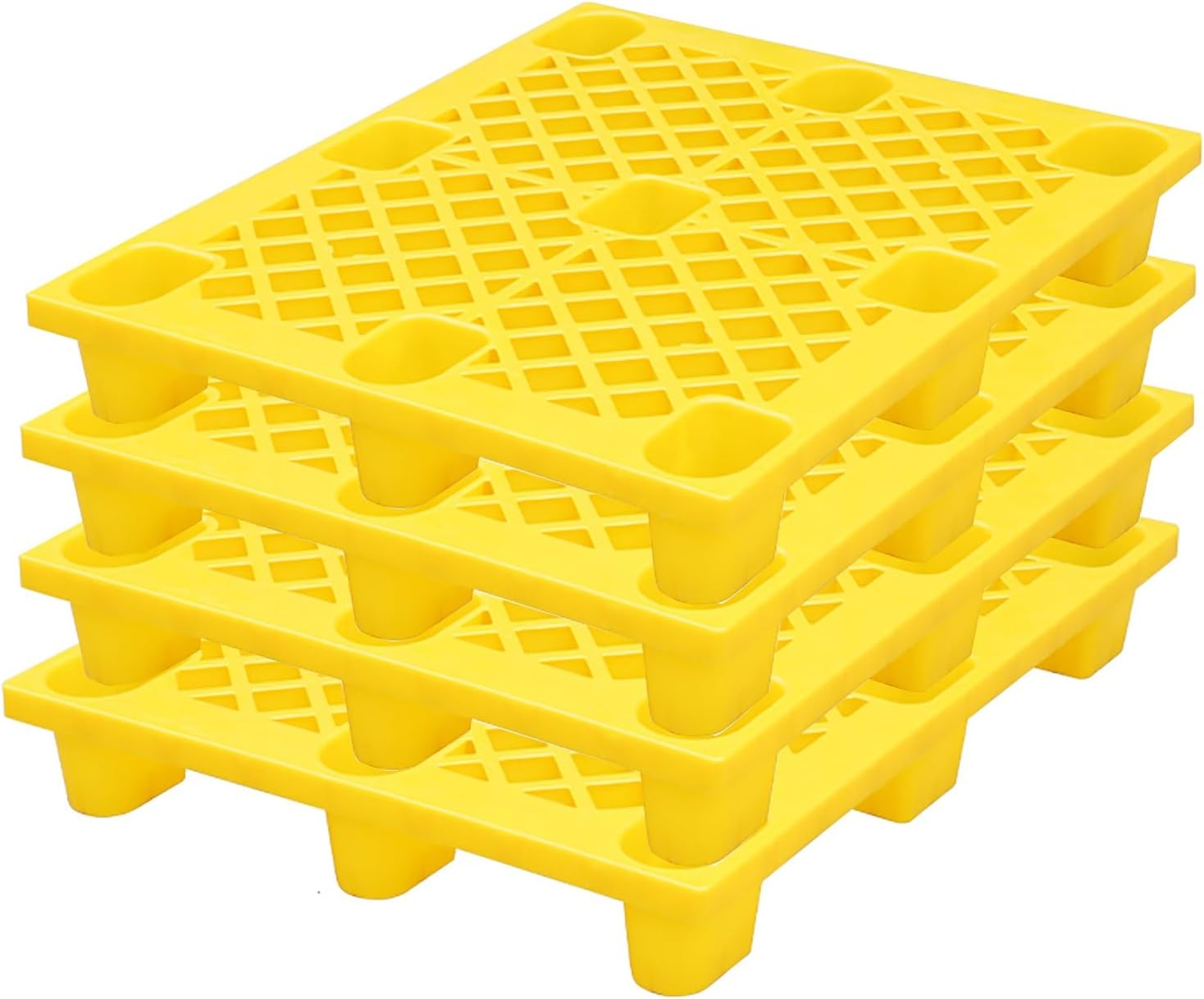4 Pcs Plastic Pallets Thick Plastic Pallet Waterproof Floor Pallet Interlocking Storage Pad for Garage Supermarket Basement(Gray)