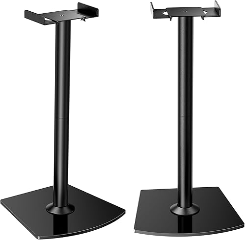 Perlegear Par de soportes universales para altavoces con gestión de cables, soportes de altavoces de 33.6 pulgadas para altavoces de estantería,