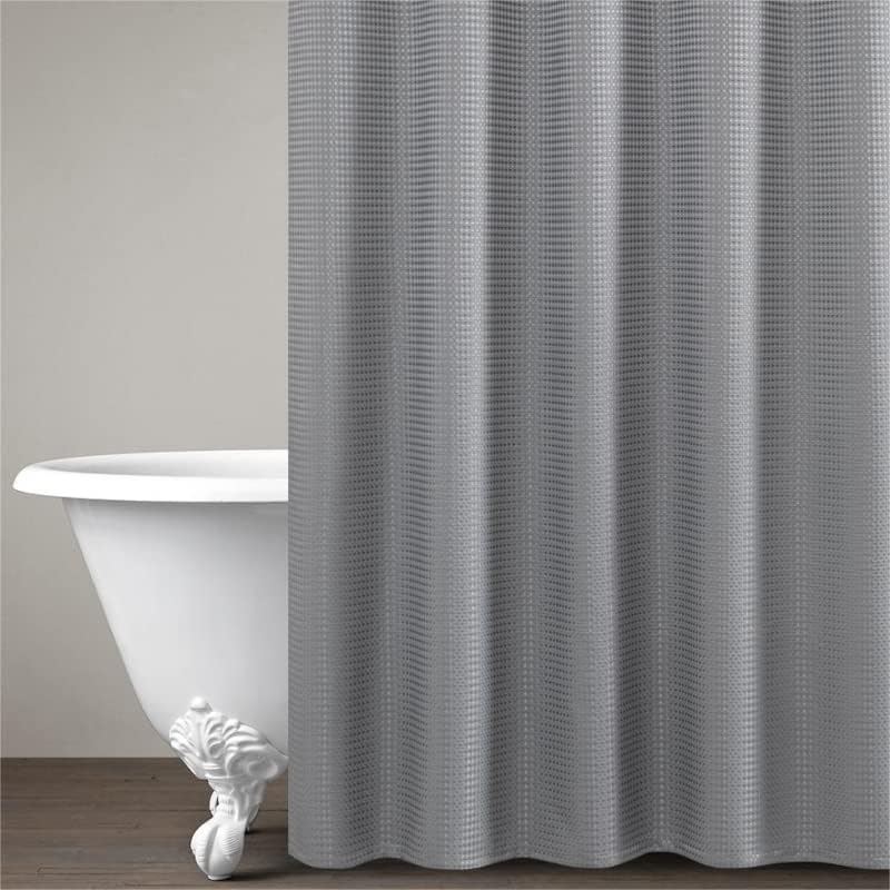 jinchan Fabric Shower Curtain Grey Shower Curtains Set for Bathroom Decor Waffle Weave Pattern 70x72 inches Long Gray Bath Curtains Water Repellent with Curtain Hooks 1 Panel