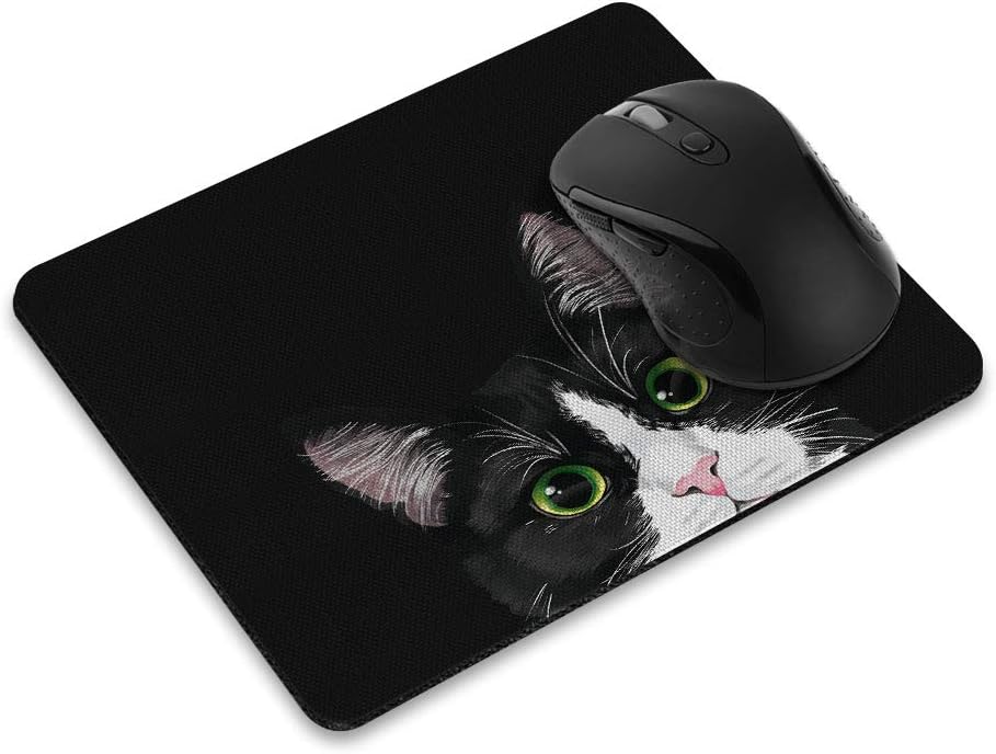 WIRESTER Non-Slip Rectangle Mousepad, Black White Tuxedo Cat Mouse Pad for Home, Office and Gaming Desk