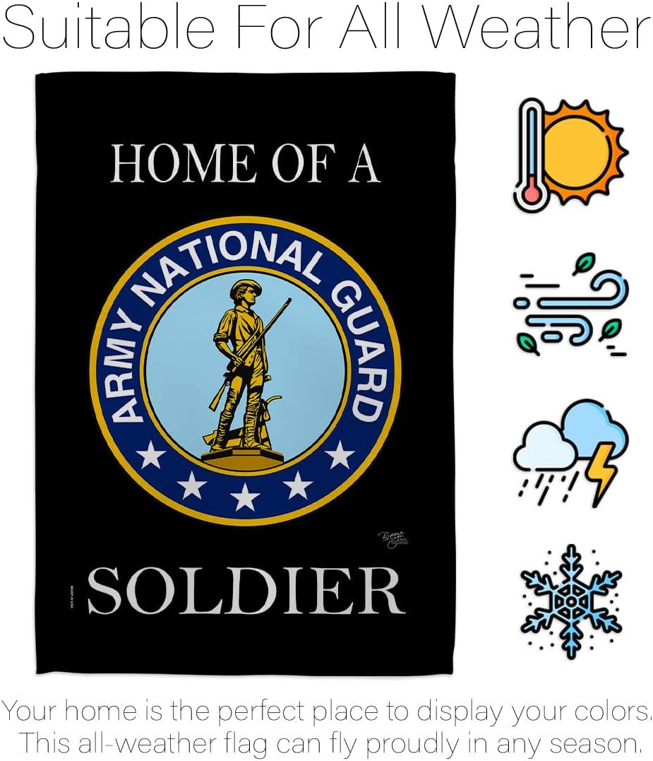 Breeze Decor Home of National Guard Soldier Flag Set with Stand Armed Forces ANG United State American Military Veteran Retire Official House Banner Small Yard Gift Double-Sided, Made in USA