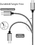 Câble Micro USB de 15 pi avec charge rapide 3A, extra long et extrêmement durable, cordon de charge tressé en nylon pour Galaxy S7/S6/J8/J7 Note 5, Kindle, LG, PS4, caméra, Xbox One et plus (Rouge)