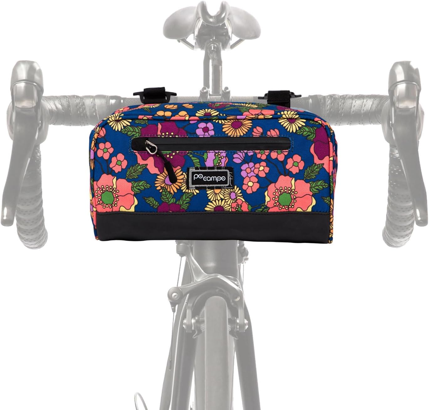 Po Campo Domino Handlebar Bag - Large, Waterproof Bicycle Storage Baskets for Front Mount - Lightweight Bike Bags That Convert To Crossbody (Meadow)