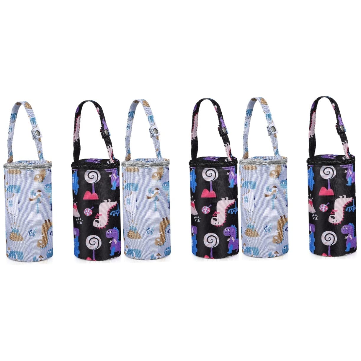 6piezas Bolsa Térmica para Biberones De Diseño De Dibujos Animados Porta Biberones Aislantes para Carro Mochila Mantiene La Leche Caliente