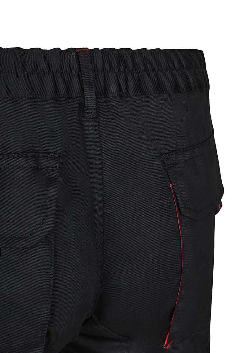 VELILLA 103004; Pantalón Bicolor Multibolsillos; Color Negro y Rojo; Talla 44