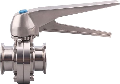 Miniatura 9 de DERNORD Válvula de mariposa de trébol de 2 pulgadas con mango de gatillo, ajuste sanitario de acero inoxidable 304