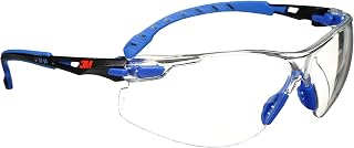 3M Solus 1000 Safety Glasses with Scotchgard Anti-Fog Coating, ANSI Z87+ Certified, Clear Lens, Low Profile Blue/Black Frame
