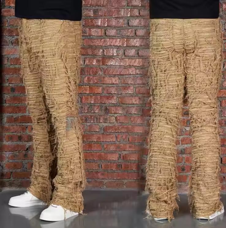 Men's Loose Waist Denim Jeans with Frayed Edges Casual Hip-hop Men's Jeans2