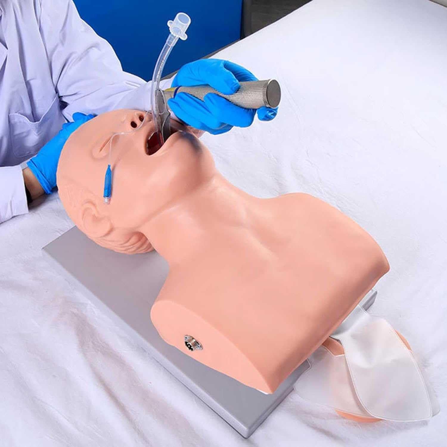 Simulador Educativo de Intubación para Adultos con Alarma Electrónica y Bolsa, Modelo Anatómico Funcional para Formación Técnica en Vía Aérea Oral y Nasal
